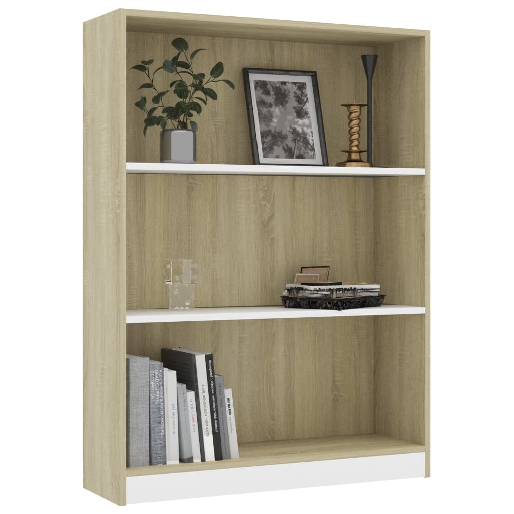Βιβλιοθήκη Λευκό/Sonoma Δρυς 80 x 24 x 108 εκ. από Μοριοσανίδα