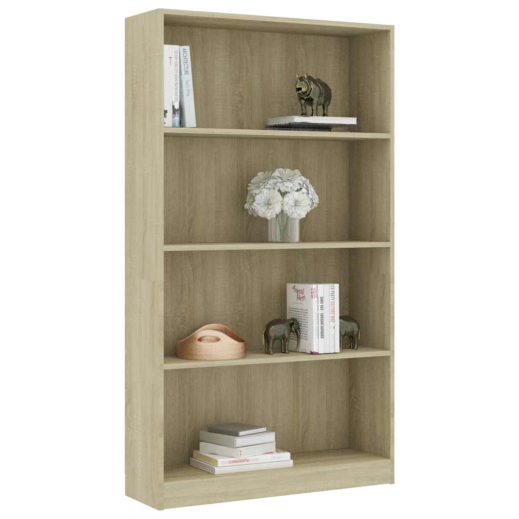 Βιβλιοθήκη με 4 Ράφια Sonoma Δρυς 80x24x142 εκ. Επεξ. Ξύλο
