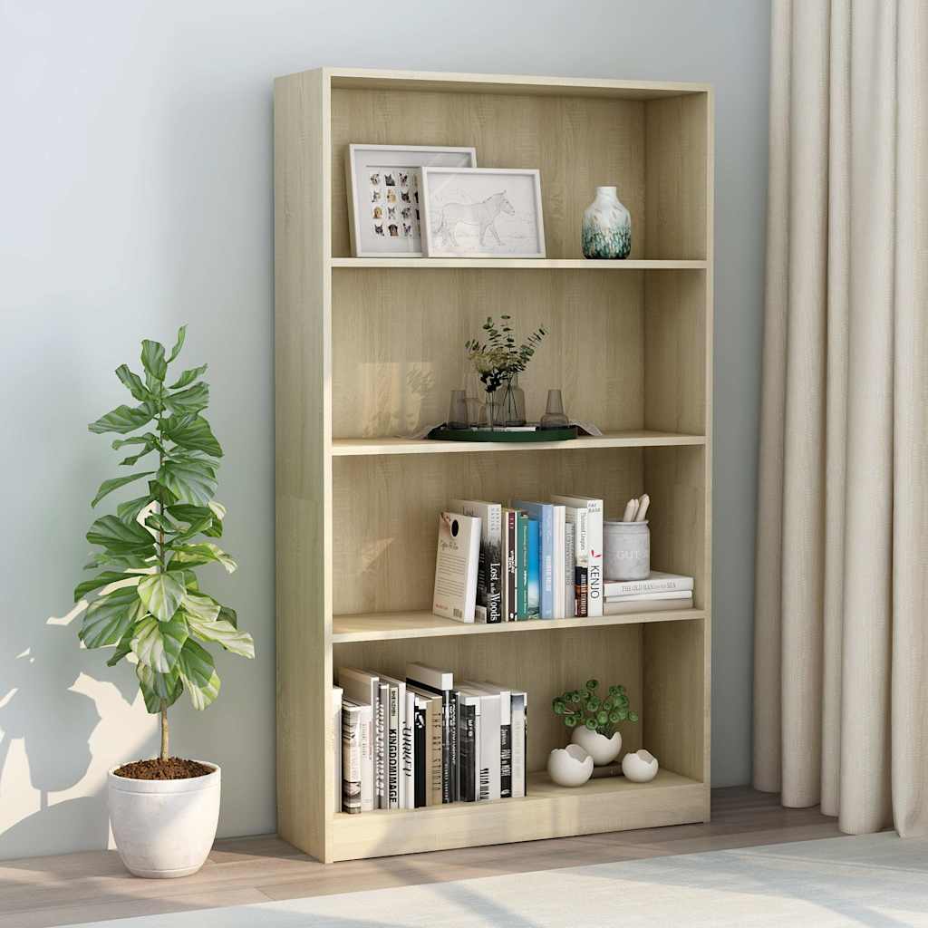 Βιβλιοθήκη με 4 Ράφια Sonoma Δρυς 80x24x142 εκ. Επεξ. Ξύλο