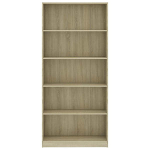 Βιβλιοθήκη με 5 Ράφια Sonoma Δρυς 80x24x175 εκ. από Επεξ. Ξύλο