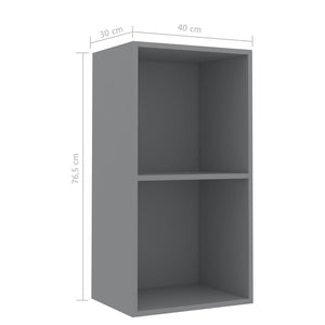 Βιβλιοθήκη με 2 Ράφια Γκρι 40 x 30 x 76,5 εκ. Μοριοσανίδα