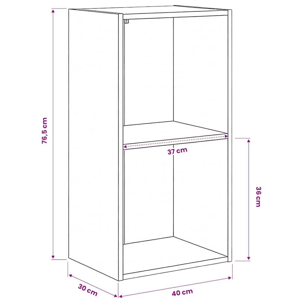 Βιβλιοθήκη με 2 Ράφια Sonoma Δρυς 40x30x76,5 εκ. Επεξ. Ξύλο - Pakobazaar