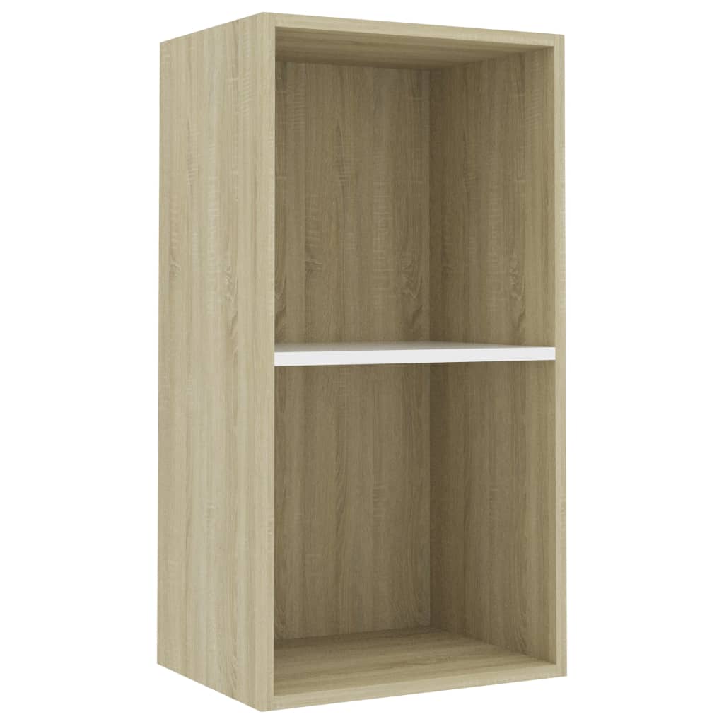 Βιβλιοθήκη με 2 Ράφια Λευκό/Sonoma 40x30x76,5 εκ. Μοριοσανίδα