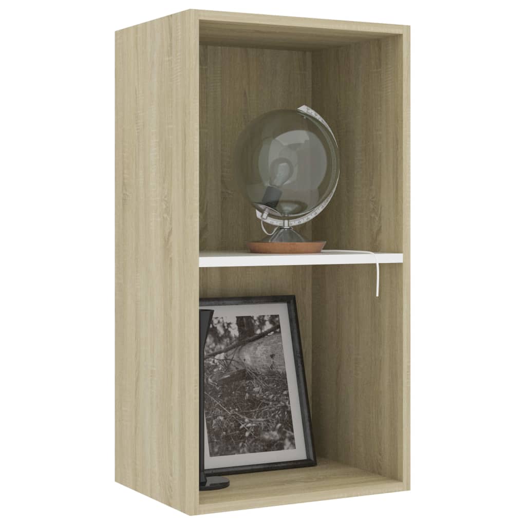 Βιβλιοθήκη με 2 Ράφια Λευκό/Sonoma 40x30x76,5 εκ. Μοριοσανίδα