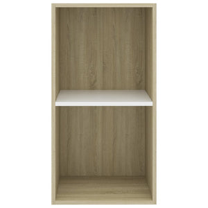 Βιβλιοθήκη με 2 Ράφια Λευκό/Sonoma 40x30x76,5 εκ. Μοριοσανίδα