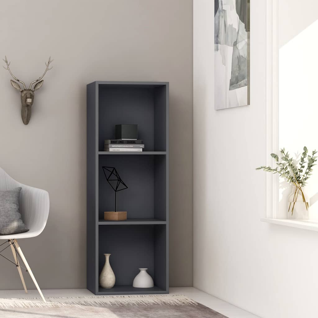 Βιβλιοθήκη με 3 Ράφια Γκρι 40 x 30 x 114 εκ. από Μοριοσανίδα