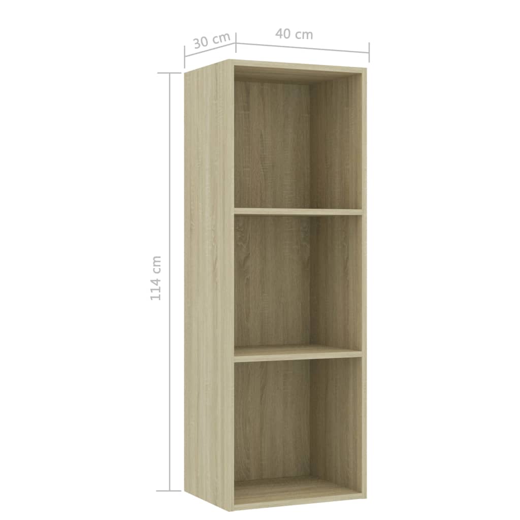 Βιβλιοθήκη με 3 Ράφια Sonoma Δρυς 40x30x114 εκ. από Επεξ. Ξύλο