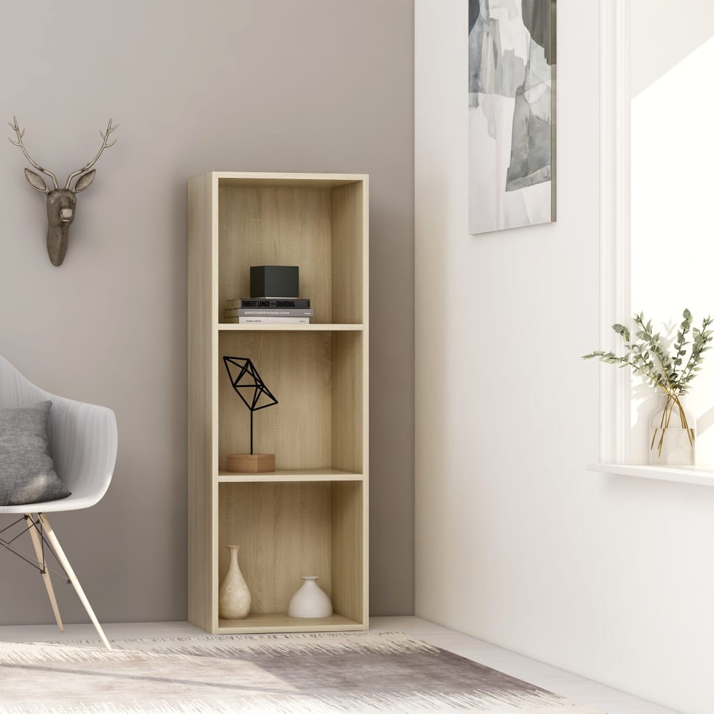 Βιβλιοθήκη με 3 Ράφια Sonoma Δρυς 40x30x114 εκ. από Επεξ. Ξύλο