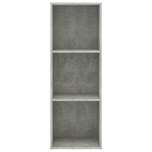 Βιβλιοθήκη με 3 Ράφια Γκρι Σκυροδέμ. 40x30x114 εκ. Επεξ. Ξύλο - Pakobazaar