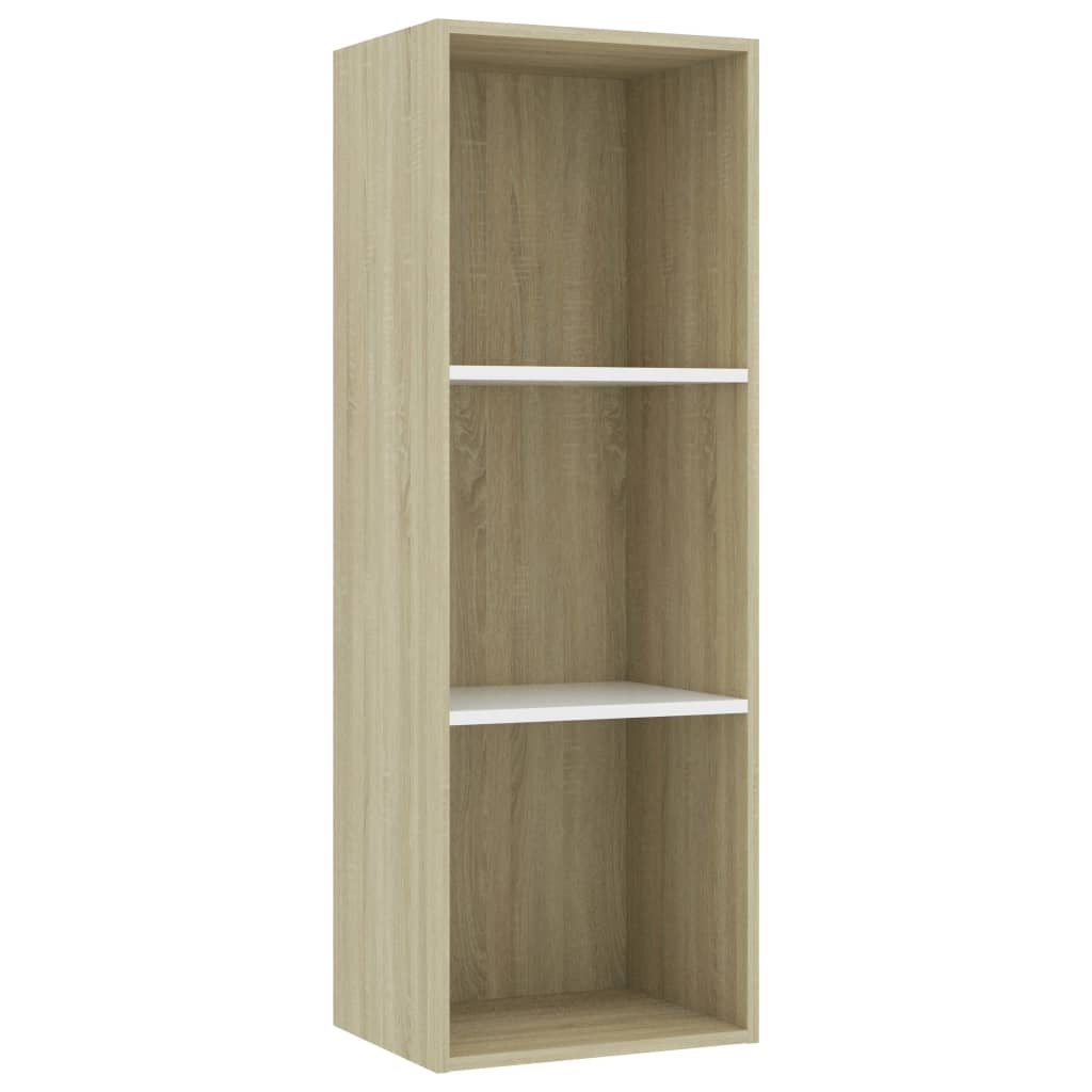 Βιβλιοθήκη με 3 Ράφια Λευκό/Sonoma 40x30x114 εκ. Επεξ. Ξύλο