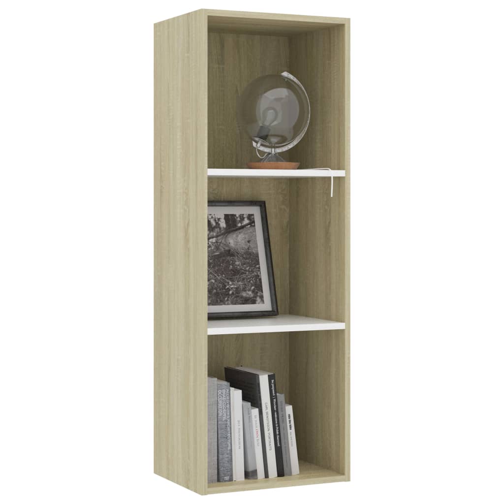Βιβλιοθήκη με 3 Ράφια Λευκό/Sonoma 40x30x114 εκ. Επεξ. Ξύλο