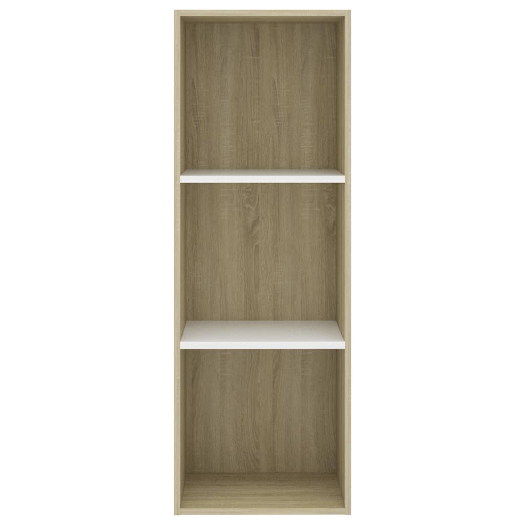Βιβλιοθήκη με 3 Ράφια Λευκό/Sonoma 40x30x114 εκ. Επεξ. Ξύλο