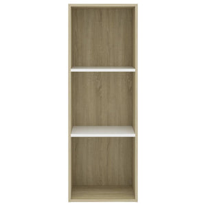Βιβλιοθήκη με 3 Ράφια Λευκό/Sonoma 40x30x114 εκ. Επεξ. Ξύλο