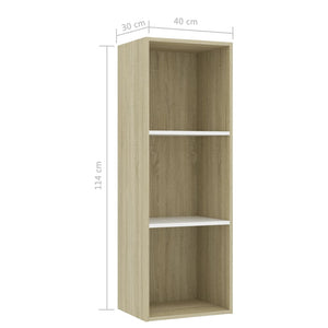 Βιβλιοθήκη με 3 Ράφια Λευκό/Sonoma 40x30x114 εκ. Επεξ. Ξύλο