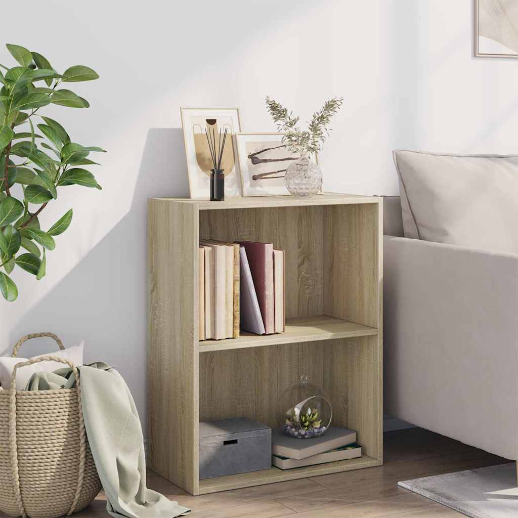 Βιβλιοθήκη με 2 Ράφια Sonoma Δρυς 60x30x76,5 εκ. Μοριοσανίδα - Pakobazaar