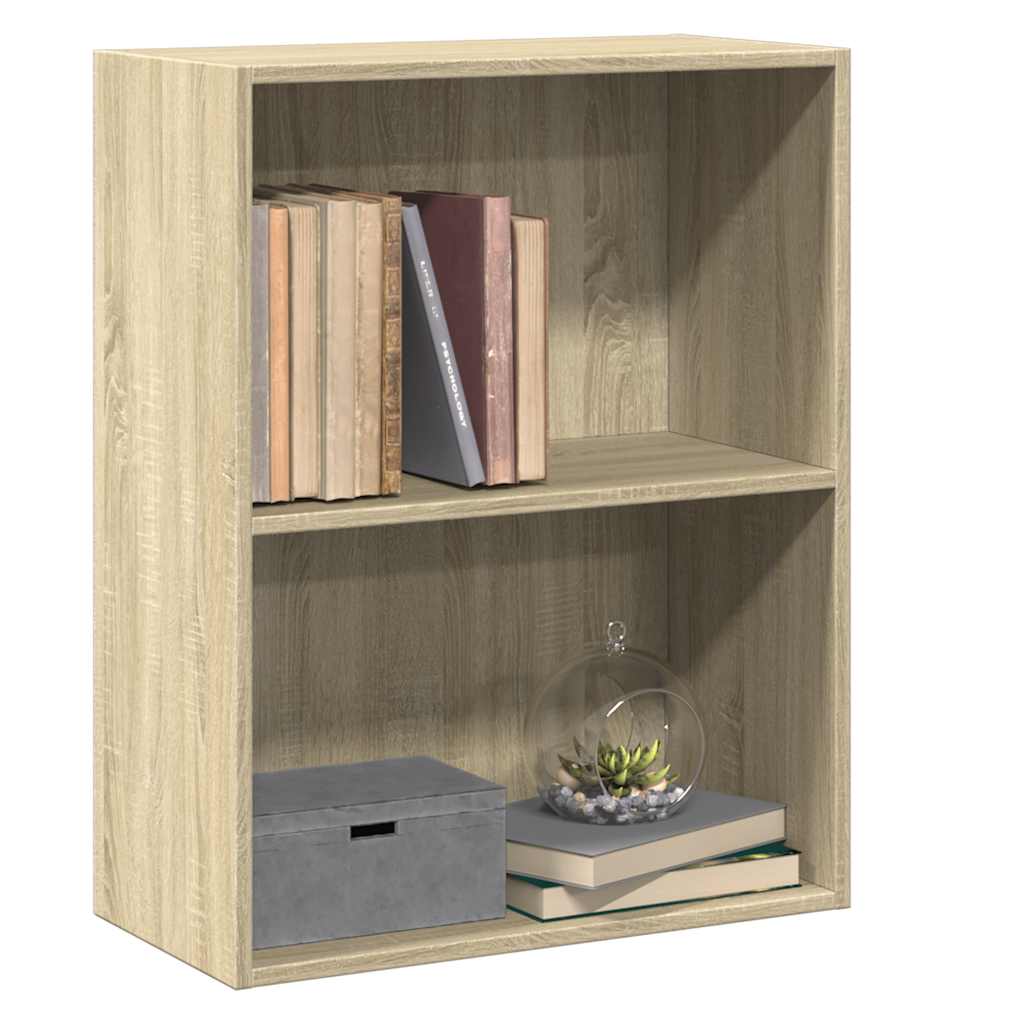Βιβλιοθήκη με 2 Ράφια Sonoma Δρυς 60x30x76,5 εκ. Μοριοσανίδα - Pakobazaar