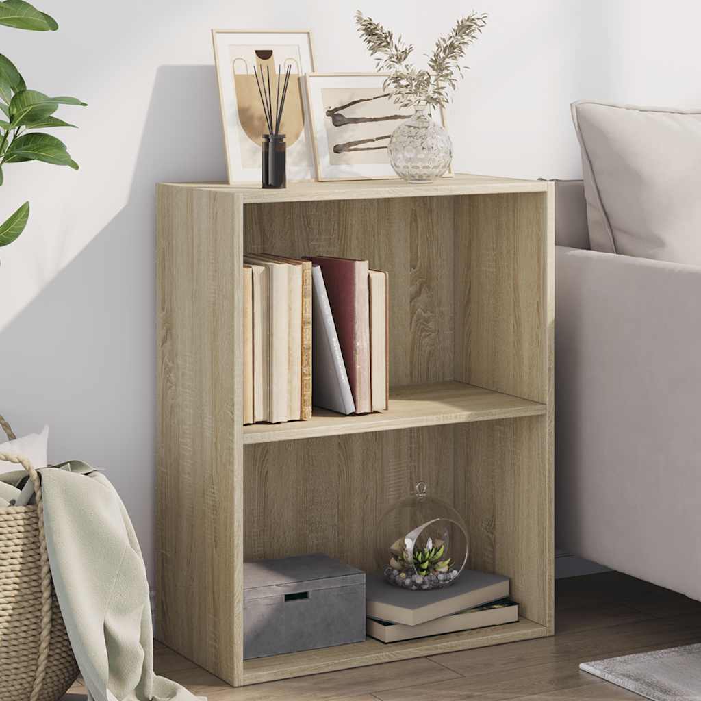 Βιβλιοθήκη με 2 Ράφια Sonoma Δρυς 60x30x76,5 εκ. Μοριοσανίδα - Pakobazaar