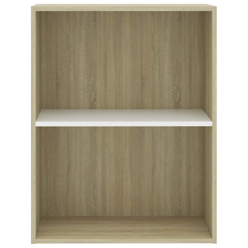 Βιβλιοθήκη με 2 Ράφια Λευκό/Sonoma 60x30x76,5 εκ. Μοριοσανίδα