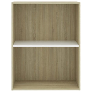 Βιβλιοθήκη με 2 Ράφια Λευκό/Sonoma 60x30x76,5 εκ. Μοριοσανίδα