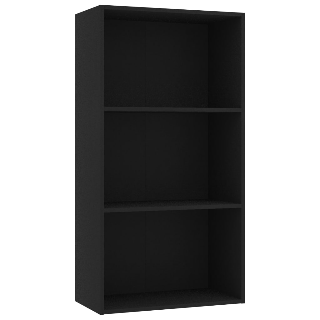 Βιβλιοθήκη με 3 Ράφια Μαύρη 60 x 30 x 114 εκ. από Μοριοσανίδα