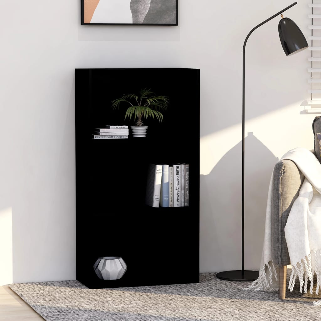 Βιβλιοθήκη με 3 Ράφια Μαύρη 60 x 30 x 114 εκ. από Μοριοσανίδα