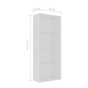Βιβλιοθήκη με 4 Ράφια Λευκή 60 x 30 x 151,5 εκ. από Μοριοσανίδα