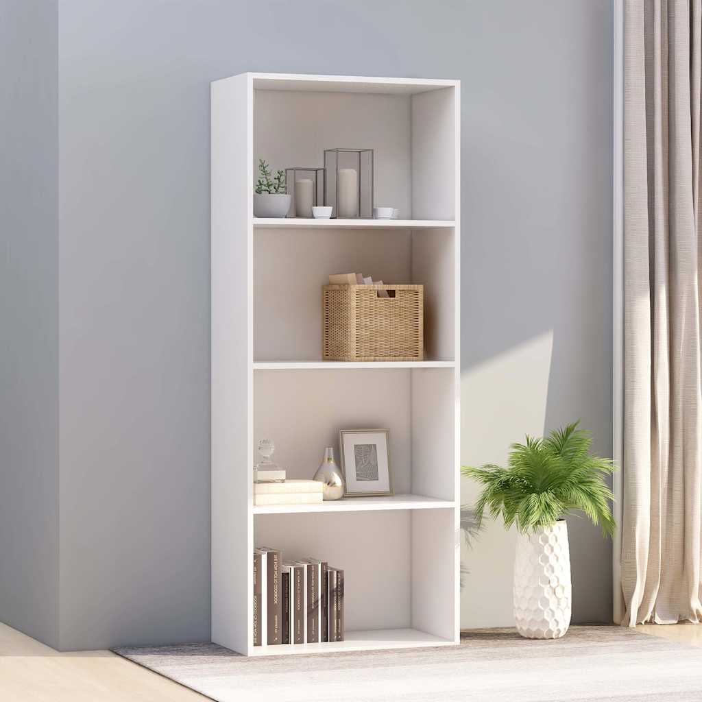 Βιβλιοθήκη με 4 Ράφια Λευκή 60 x 30 x 151,5 εκ. από Μοριοσανίδα