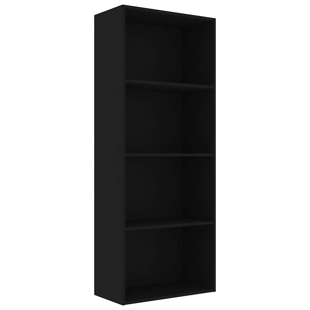 Βιβλιοθήκη με 4 Ράφια Μαύρη 60 x 30 x 151,5 εκ. από Μοριοσανίδα