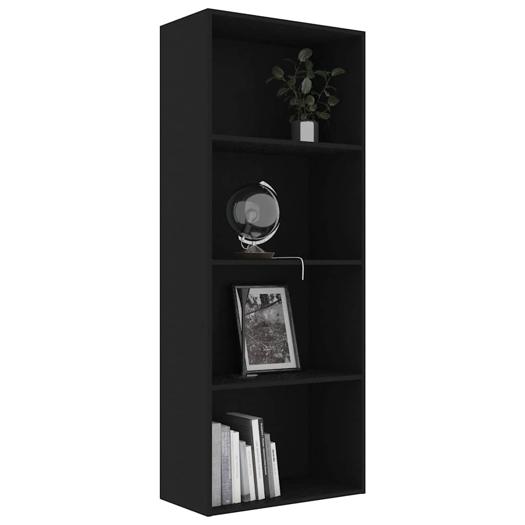 Βιβλιοθήκη με 4 Ράφια Μαύρη 60 x 30 x 151,5 εκ. από Μοριοσανίδα