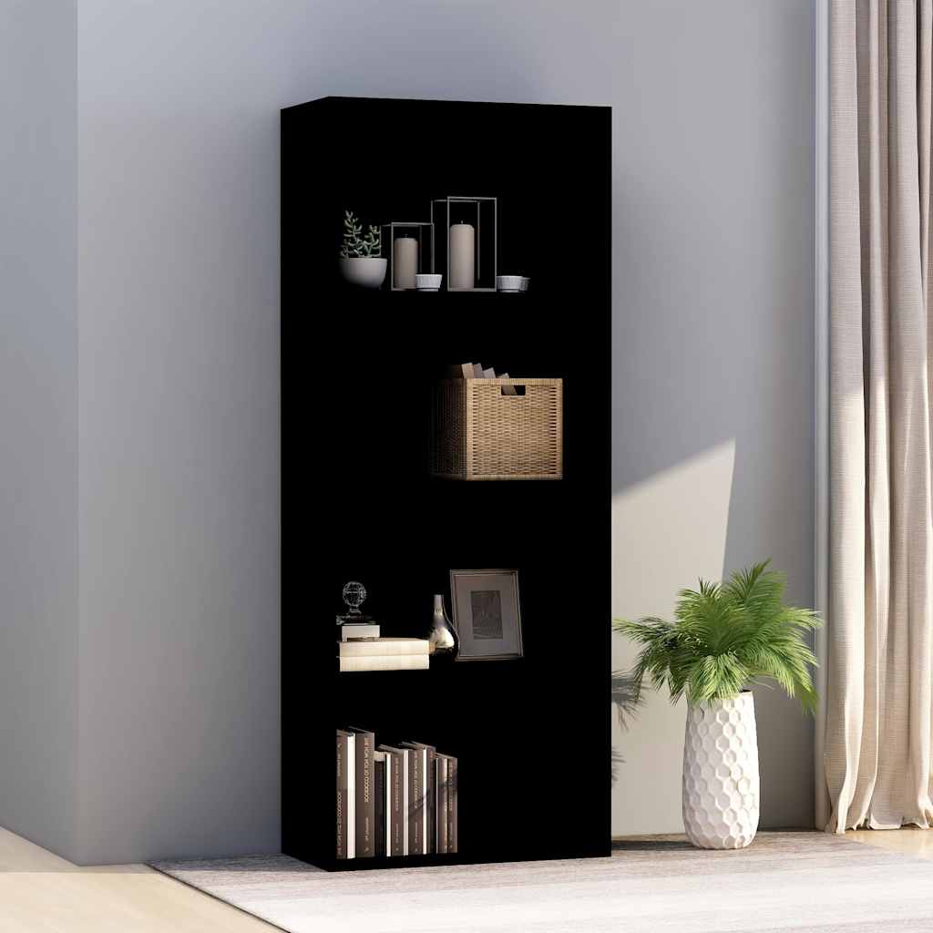 Βιβλιοθήκη με 4 Ράφια Μαύρη 60 x 30 x 151,5 εκ. από Μοριοσανίδα