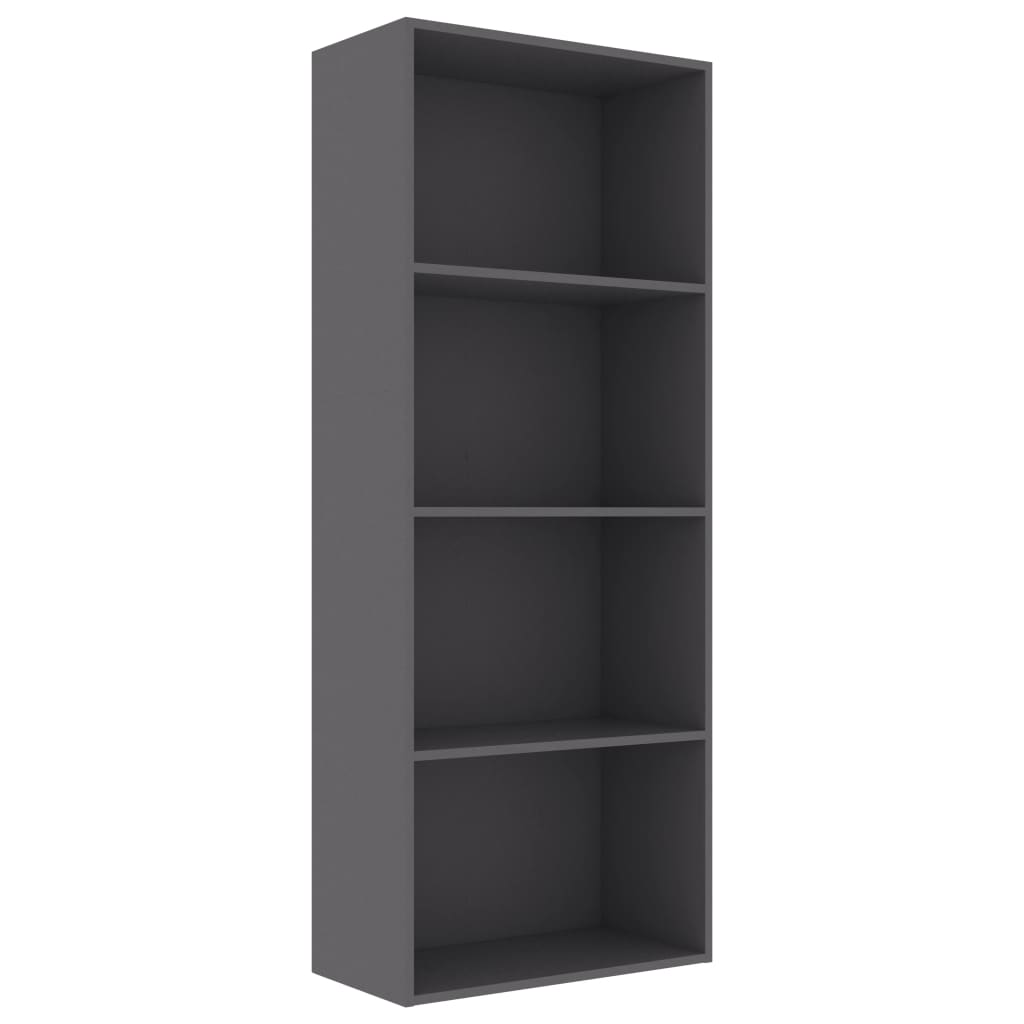 Βιβλιοθήκη με 4 Ράφια Γκρι 60 x 30 x 151,5 εκ. από Μοριοσανίδα