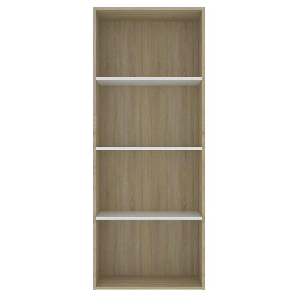 Βιβλιοθήκη με 4 Ράφια Λευκό/Sonoma 60x30x151,5 εκ. Επεξ. Ξύλο