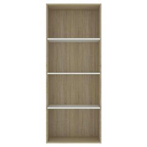 Βιβλιοθήκη με 4 Ράφια Λευκό/Sonoma 60x30x151,5 εκ. Επεξ. Ξύλο