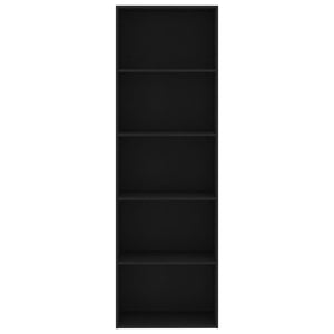 Βιβλιοθήκη με 5 Ράφια Μαύρη 60 x 30 x 189 εκ. από Επεξ. Ξύλο