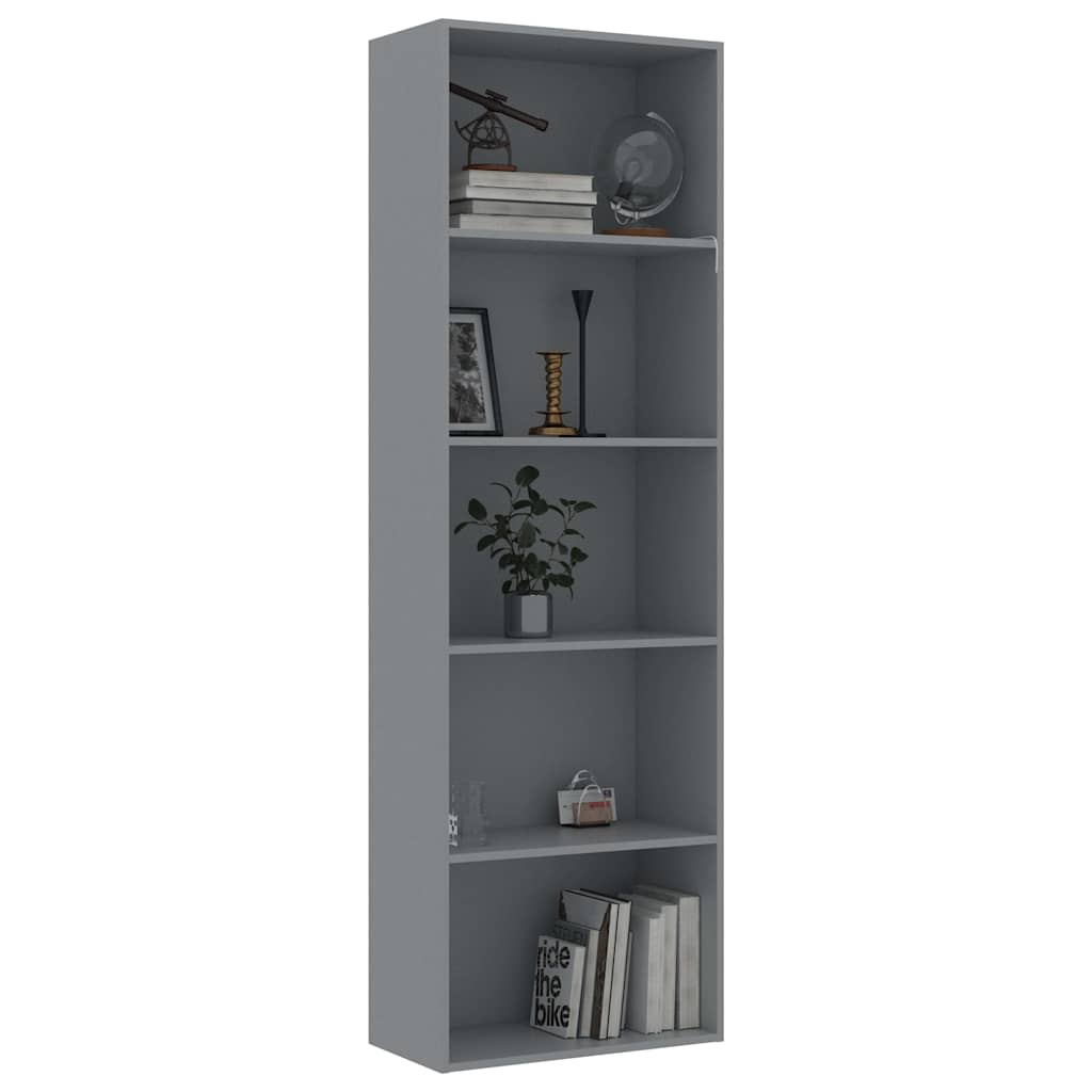 Βιβλιοθήκη με 5 Ράφια Γκρι 60 x 30 x 189 εκ. από Μοριοσανίδα