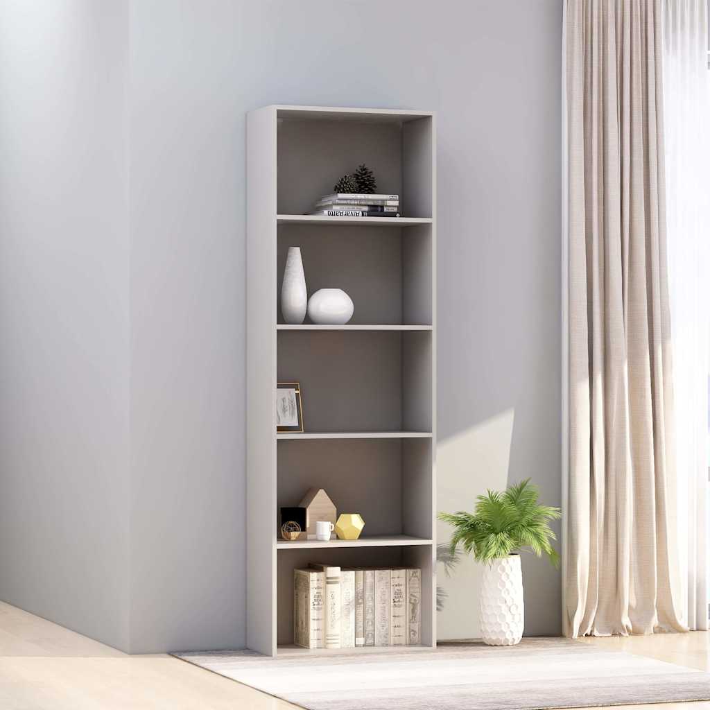 Βιβλιοθήκη με 5 Ράφια Γκρι 60 x 30 x 189 εκ. από Μοριοσανίδα