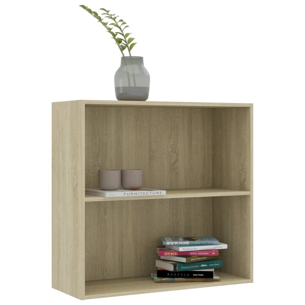 Βιβλιοθήκη με 2 Ράφια Sonoma Δρυς 80x30x76,5 εκ. Επεξ. Ξύλο - Pakobazaar
