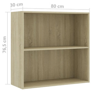 Βιβλιοθήκη με 2 Ράφια Sonoma Δρυς 80x30x76,5 εκ. Επεξ. Ξύλο - Pakobazaar