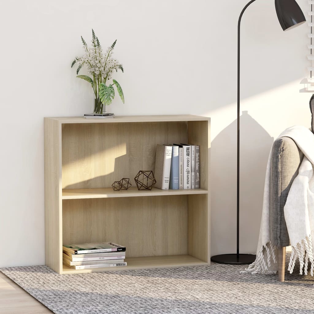 Βιβλιοθήκη με 2 Ράφια Sonoma Δρυς 80x30x76,5 εκ. Επεξ. Ξύλο - Pakobazaar