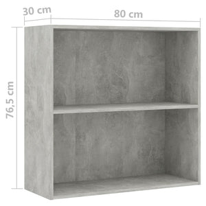 Βιβλιοθήκη με 2 Ράφια Γκρι Σκυροδεμ. 80x30x76,5 εκ. Μοριοσανίδα