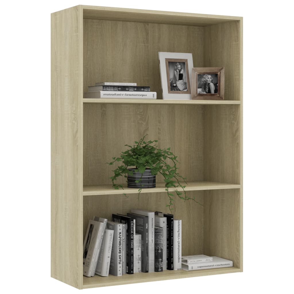 Βιβλιοθήκη με 3 Ράφια Sonoma Δρυς 80x30x114 εκ. από Επεξ. Ξύλο