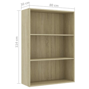 Βιβλιοθήκη με 3 Ράφια Sonoma Δρυς 80x30x114 εκ. από Επεξ. Ξύλο