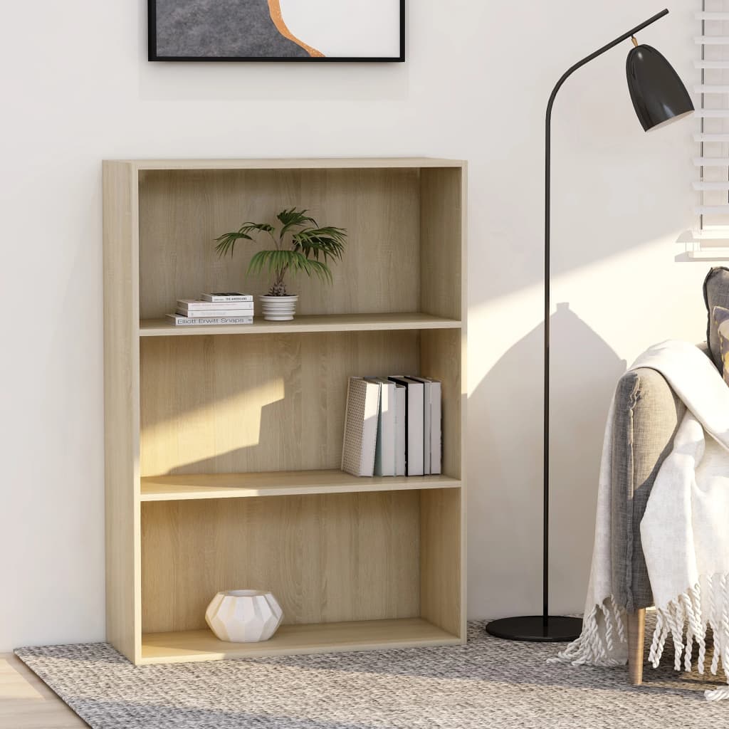 Βιβλιοθήκη με 3 Ράφια Sonoma Δρυς 80x30x114 εκ. από Επεξ. Ξύλο