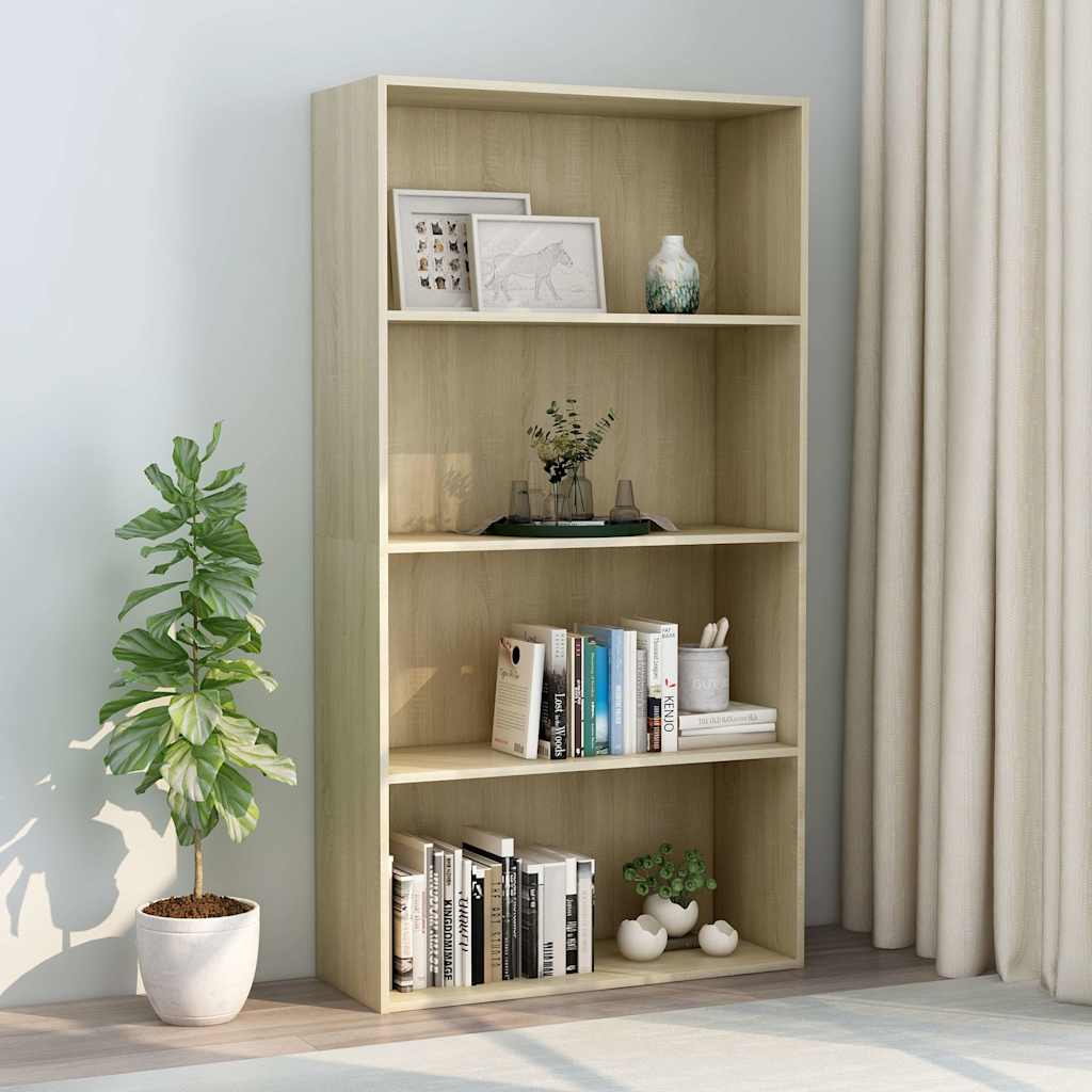 Βιβλιοθήκη με 4 Ράφια Sonoma Δρυς 80x30x151,5 εκ. Μοριοσανίδα
