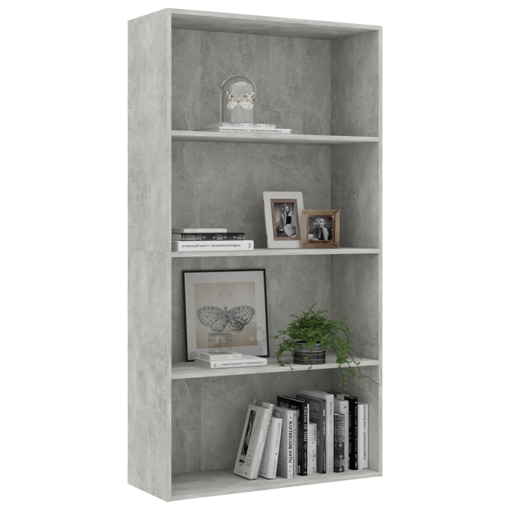Βιβλιοθήκη με 4 Ράφια Γκρι Σκυροδέμ. 80x30x151,5 εκ Επεξ. Ξύλο - Pakobazaar