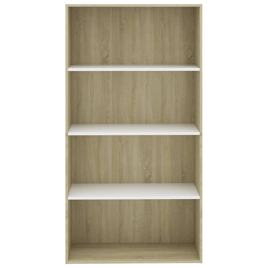 Βιβλιοθήκη με 4 Ράφια Λευκή/Sonoma Δρυς 80x30x151,5 εκ Επ. Ξύλο