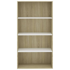 Βιβλιοθήκη με 4 Ράφια Λευκή/Sonoma Δρυς 80x30x151,5 εκ Επ. Ξύλο