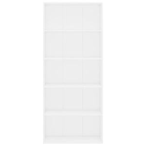 Βιβλιοθήκη με 5 Ράφια Λευκή 80 x 30 x 189 εκ. Επεξ. Ξύλο