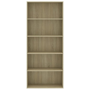 Βιβλιοθήκη με 5 Ράφια Sonoma Δρυς 80 x 30 x 189 εκ. Επεξ. Ξύλο