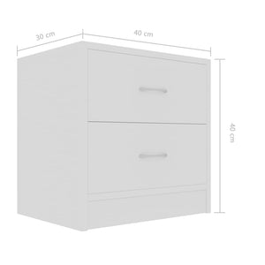 Κομοδίνα 2 τεμ. Λευκά 40 x 30 x 40 εκ. από Επεξ. Ξύλο